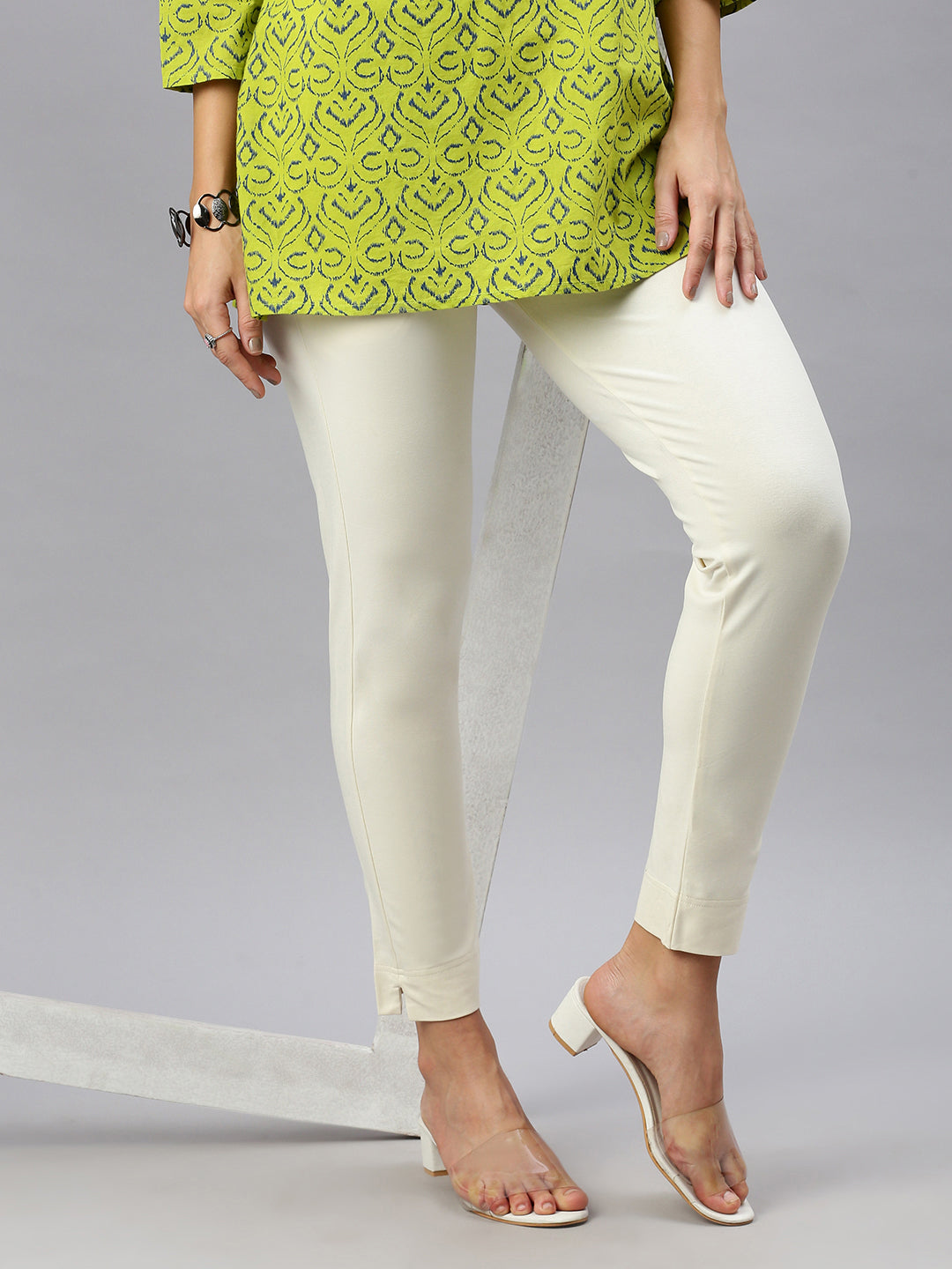 Prisma | Knitted Kurti Pant-Cream Fashion Wears