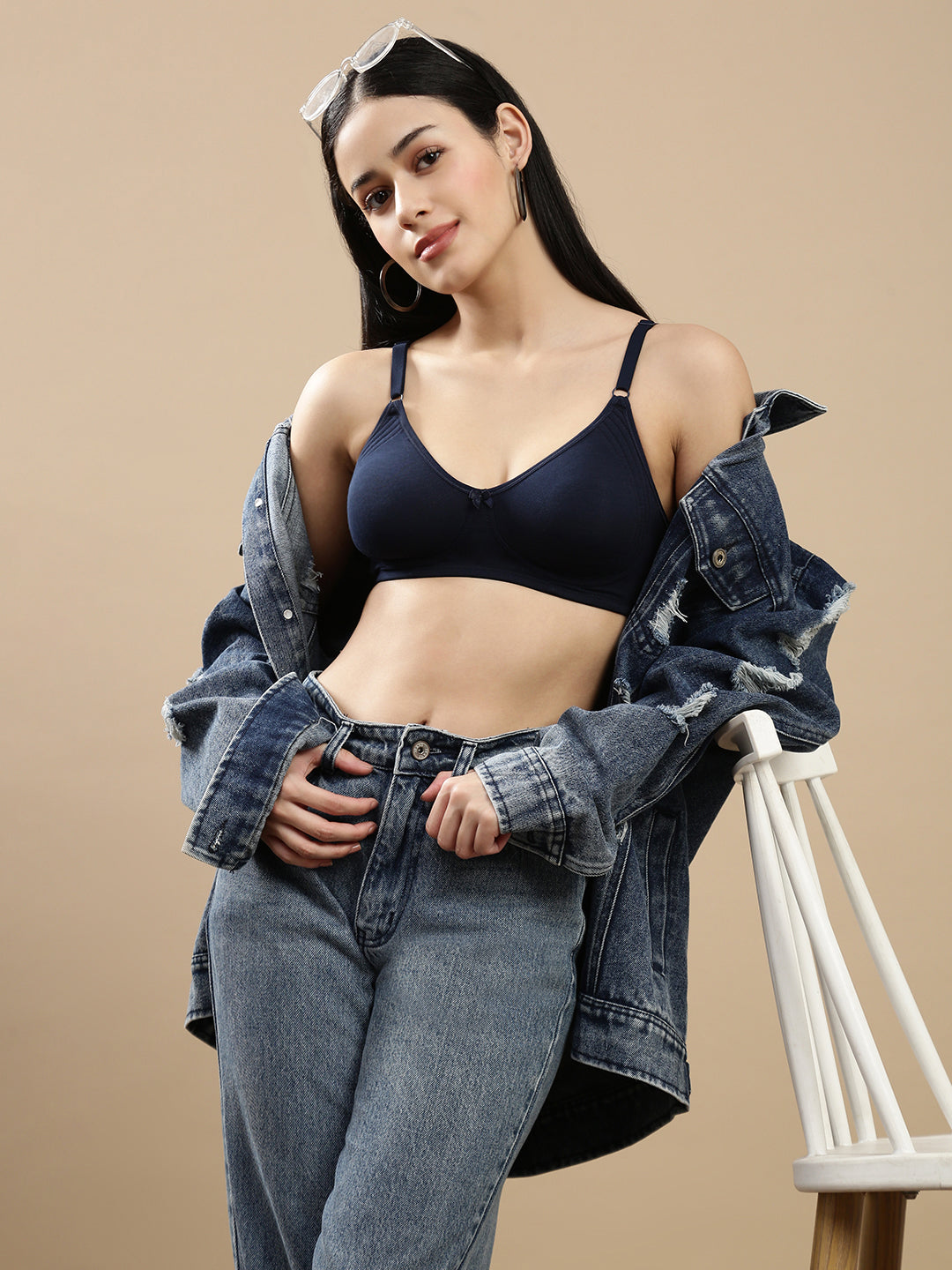 Prisma | Body Fit ( Moulded Encircle Bra)-Navy Lingerie