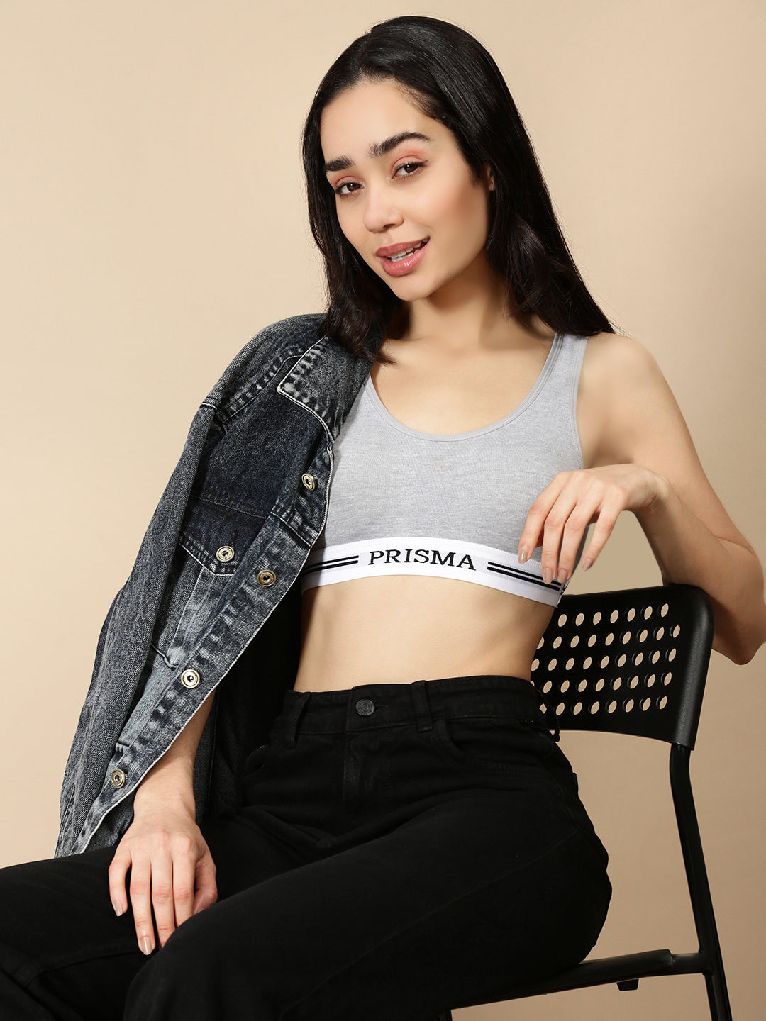 Prisma | Sporty(Moulded Sports Bra)-Grey Melange Lingerie