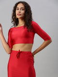 Prisma | Blouse Elbow Sleeve-Red Blouse