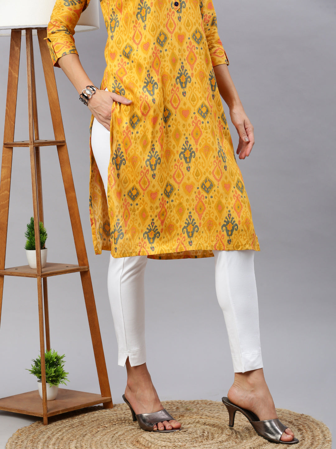 Prisma | Knitted Kurti Pant-White Fashion Wears