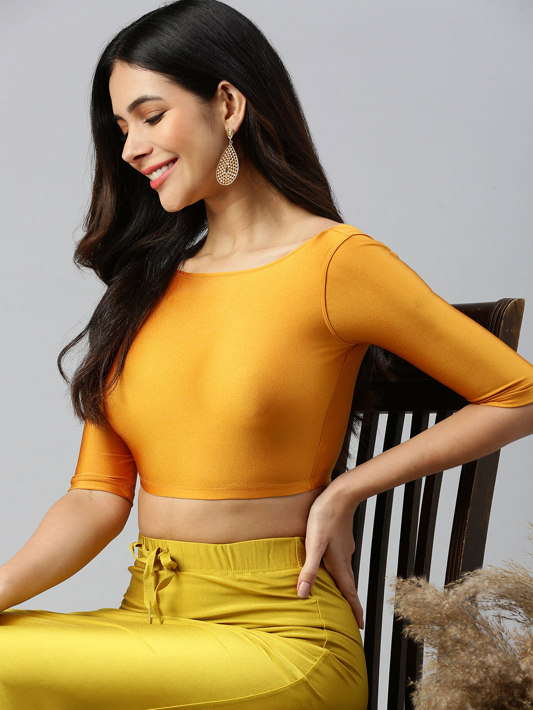 Prisma | Blouse Elbow Sleeve-Mustard Blouse