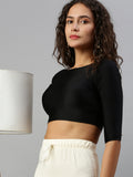 Prisma | Blouse Elbow Sleeve-Black Blouse