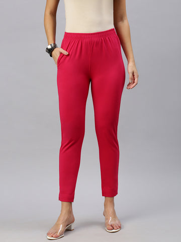 Knitted Kurti Pant-Strawberry