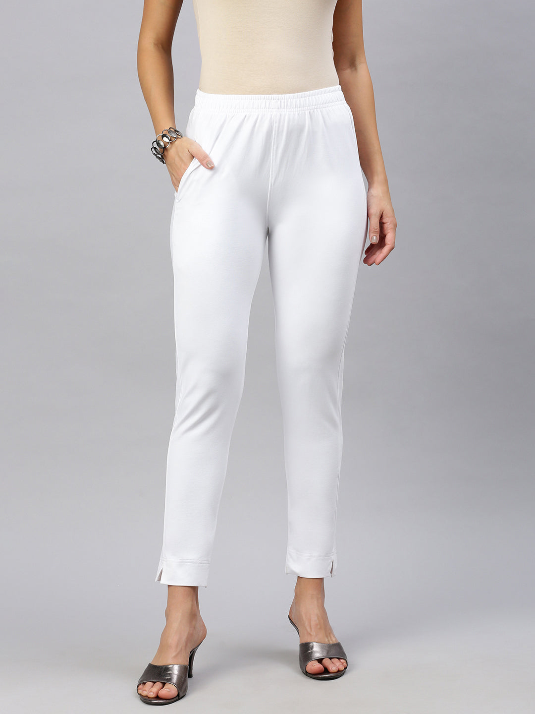 Prisma | Knitted Kurti Pant-White Fashion Wears