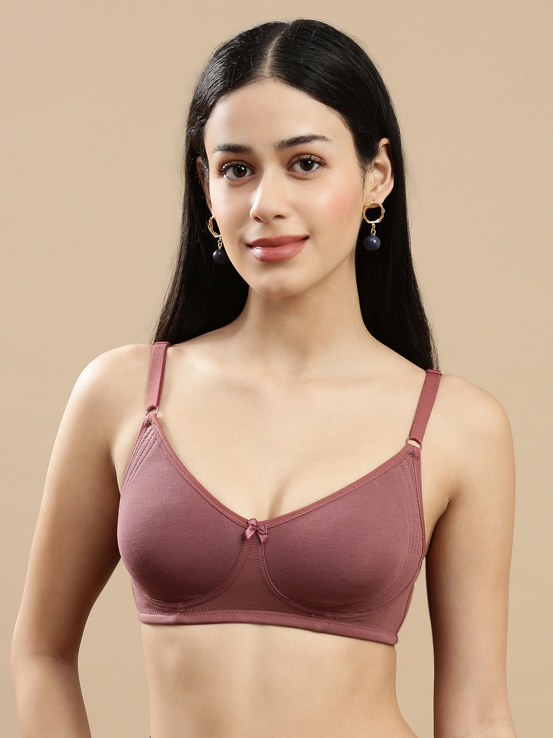 Prisma | Body Fit ( Moulded Encircle Bra)-Dusty Brown Lingerie