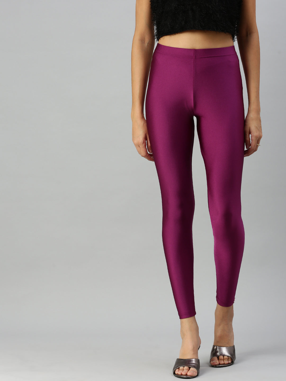 Prisma Shimmer Leggings in Plum for a Chic Look