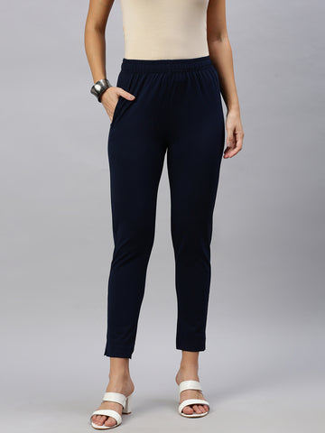 Knitted Kurti Pant-Navy