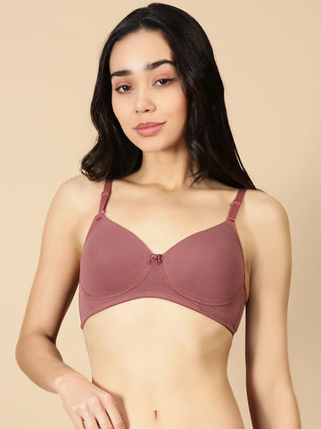 Padded (Padded Removable Hook Bra)-Dusty Brown