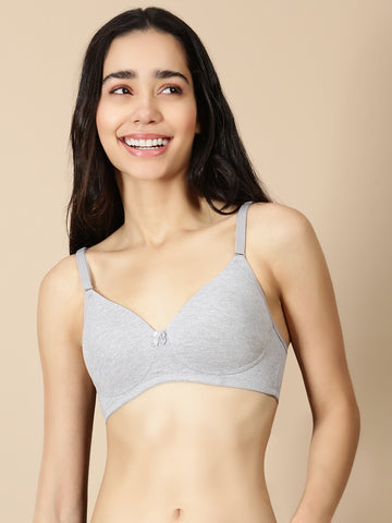 Padded (Padded Removable Hook Bra)-Grey Melange