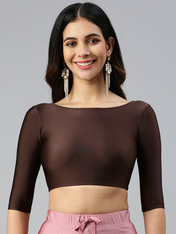 Blouse Elbow Sleeve-Brown