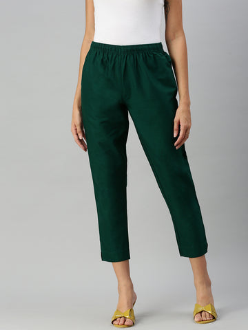 Woven Kurti Pant-Bottle Green