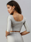Prisma | Blouse Elbow Sleeve-Super Silver Blouse
