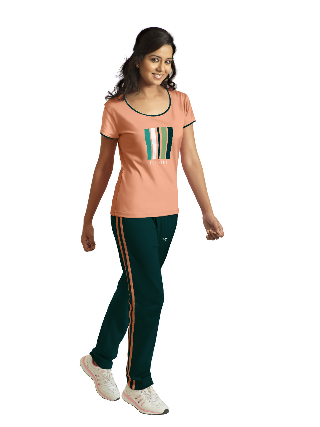Prisma | Loungewear Set-Orange Peach/Green Active Wear