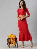 Prisma | Blouse Elbow Sleeve-Red Blouse