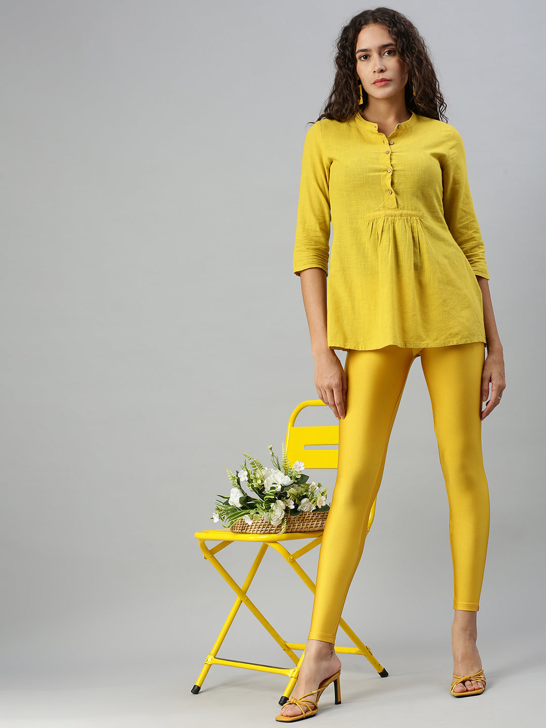 Prisma | Shimmer Leggings-Yellow Gold Leggings
