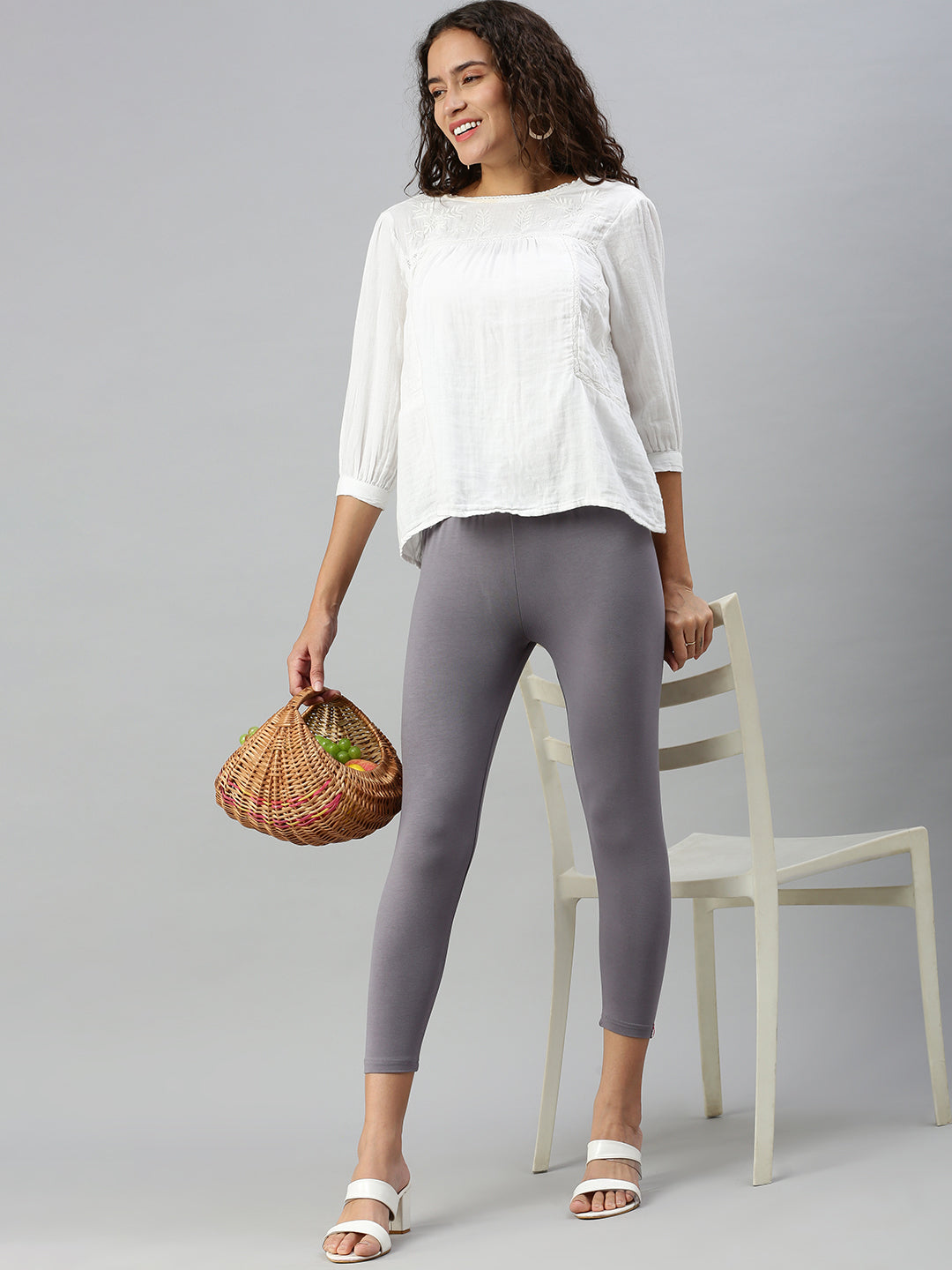 Prisma | Cuff Length Leggings-Grey Leggings