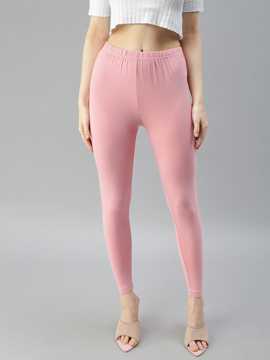 Buy Go Colors Women Dusty Rose Viscose Ankle Length Leggings - Pink Online