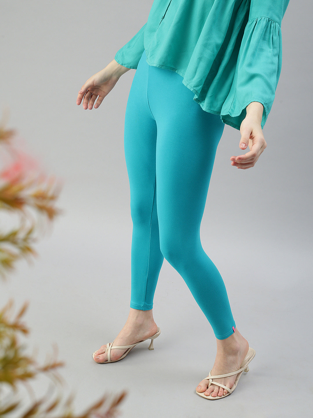 Prisma | Ankle Leggings-Turquoise Leggings