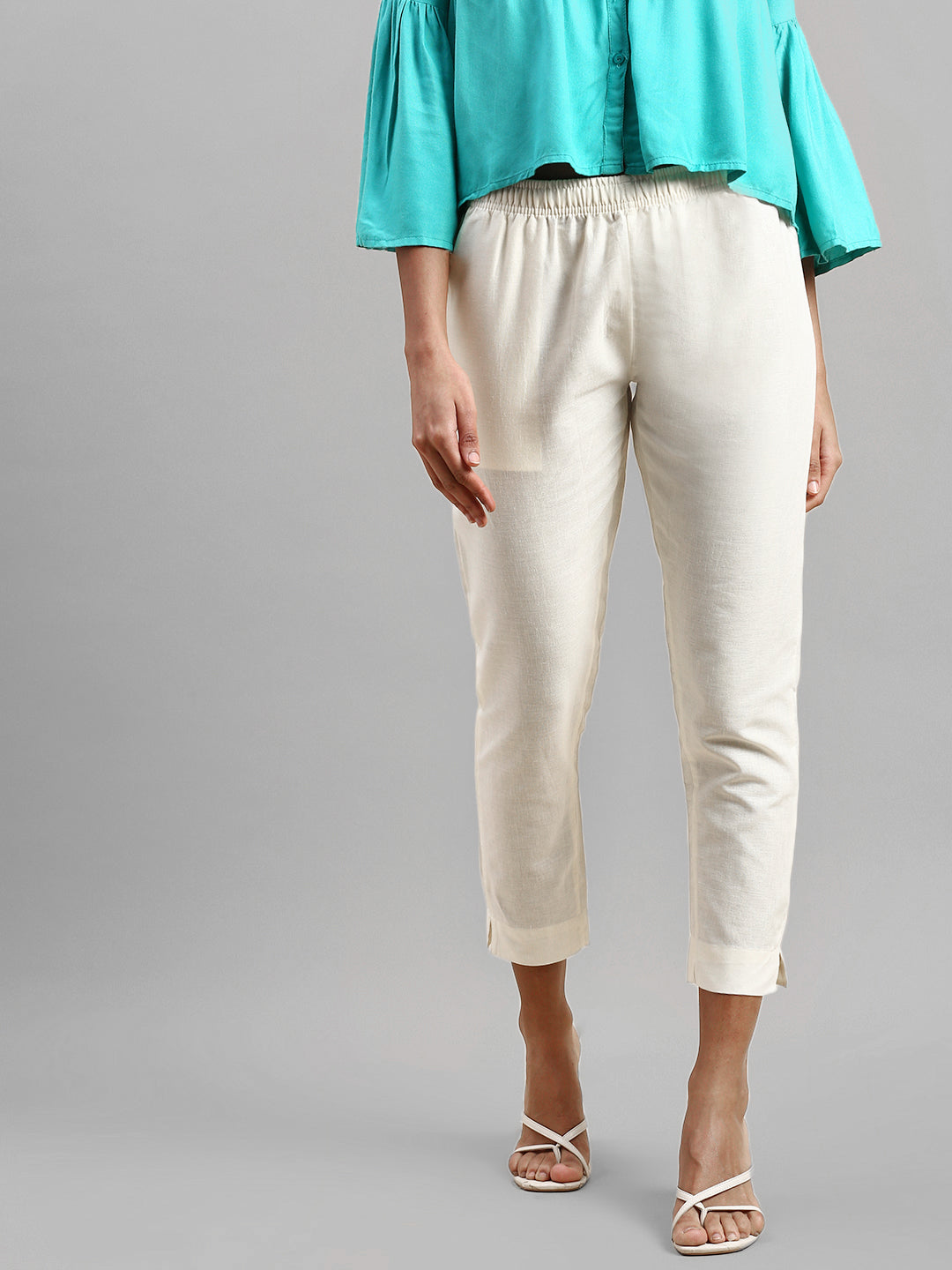 Linen Cotton Regular Fit Kurti Pants for Women With Pockets