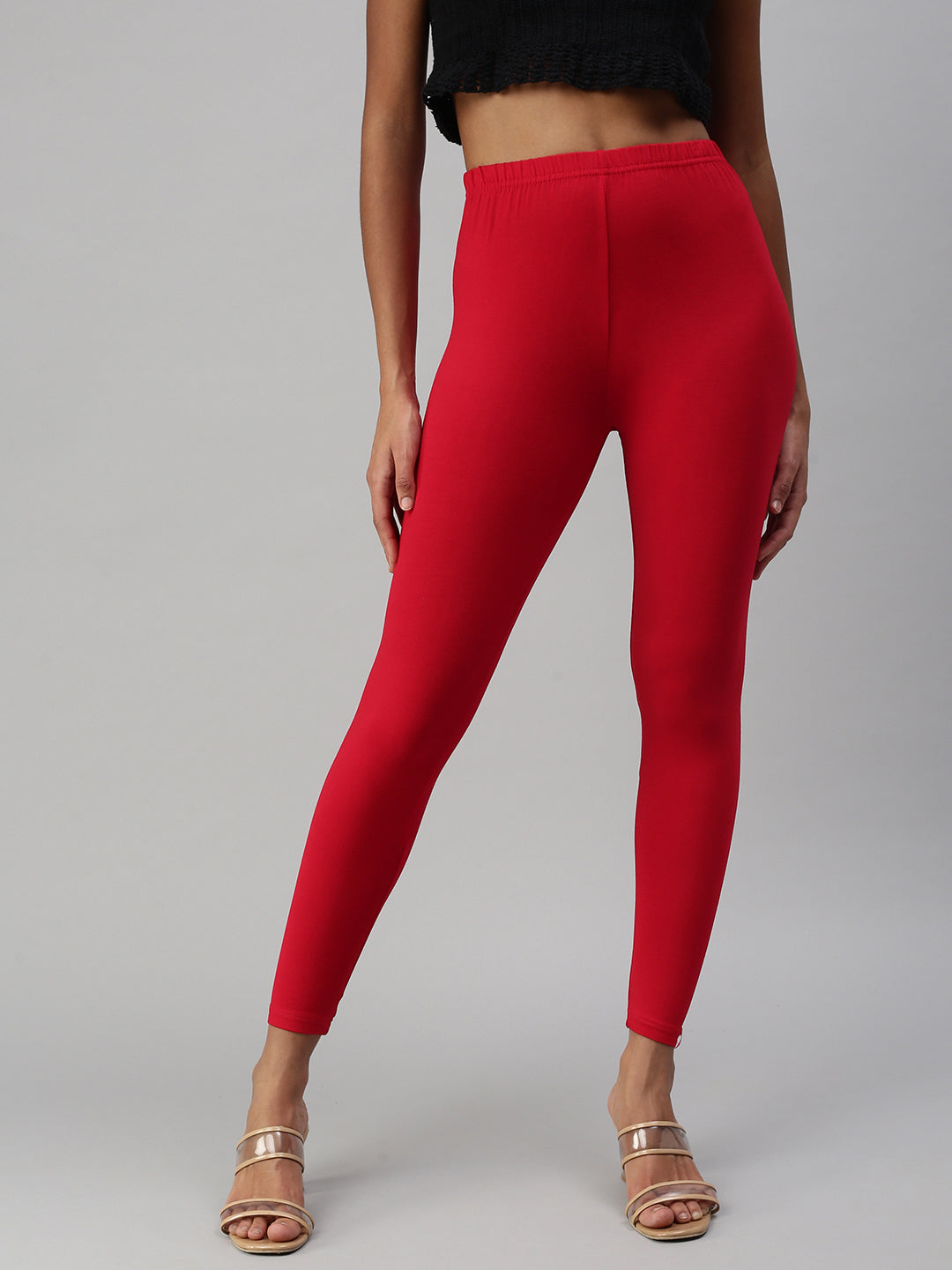 Shop Prisma's Apple Red Ankle Leggings for Stylish Comfort