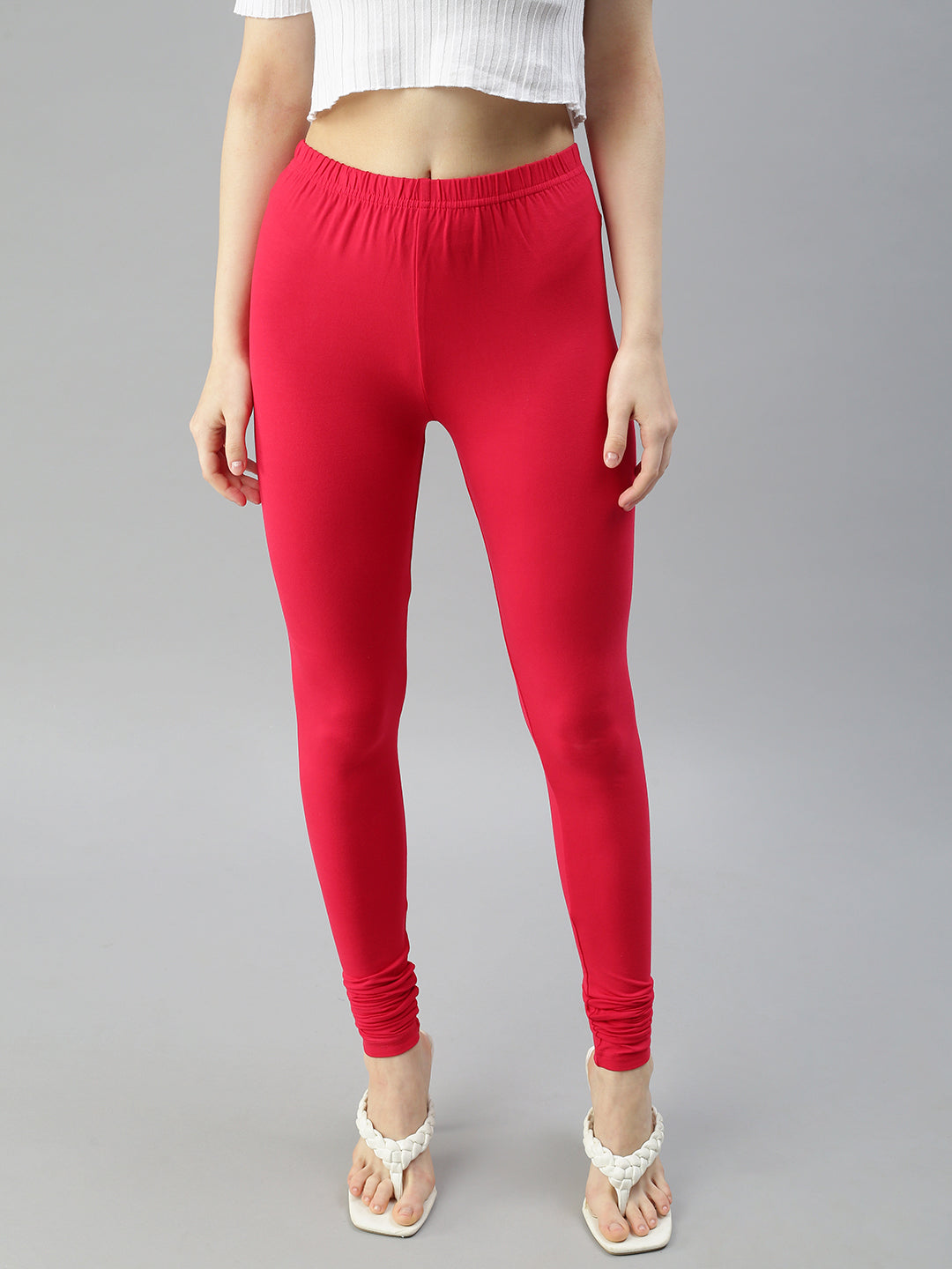 Prisma | Churidar Leggings-Crimson Red Leggings