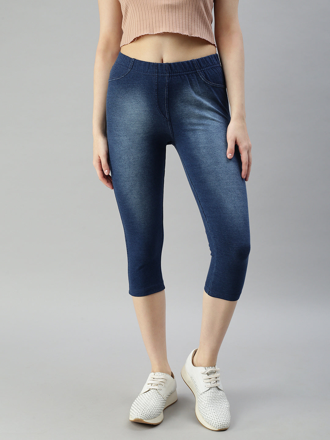 Shop Prisma Texas Blue Jeggings Capri for Women – Prisma Garments
