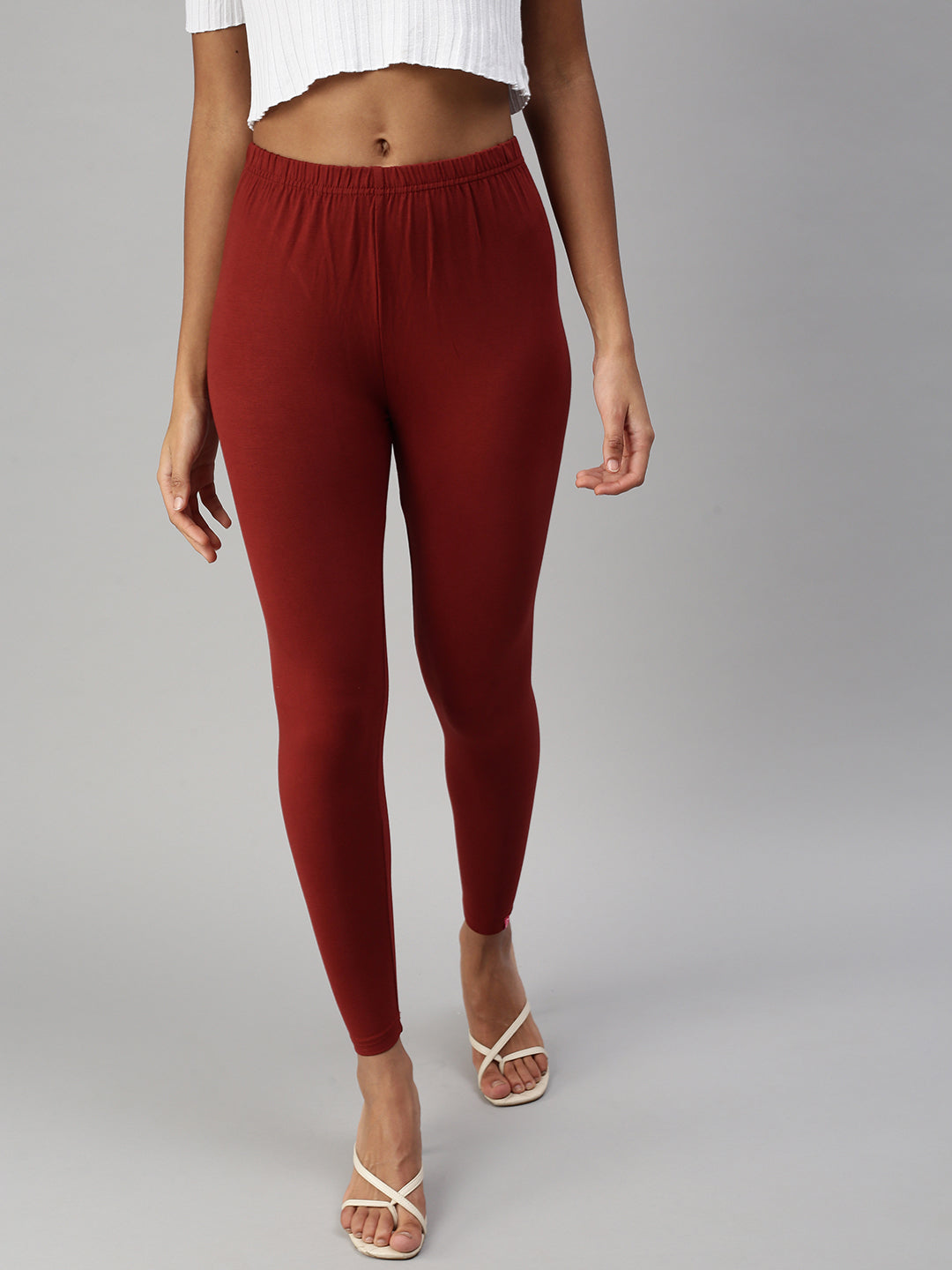 Prisma | Ankle Leggings-Cherry Brown Leggings