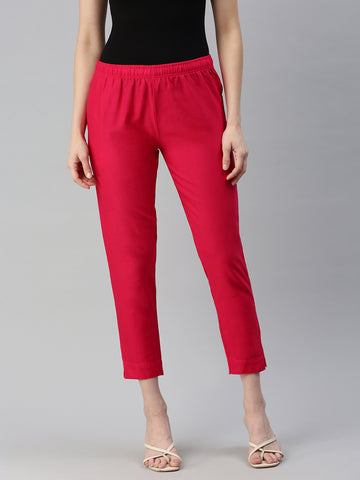 Woven Kurti Pant-Strawberry