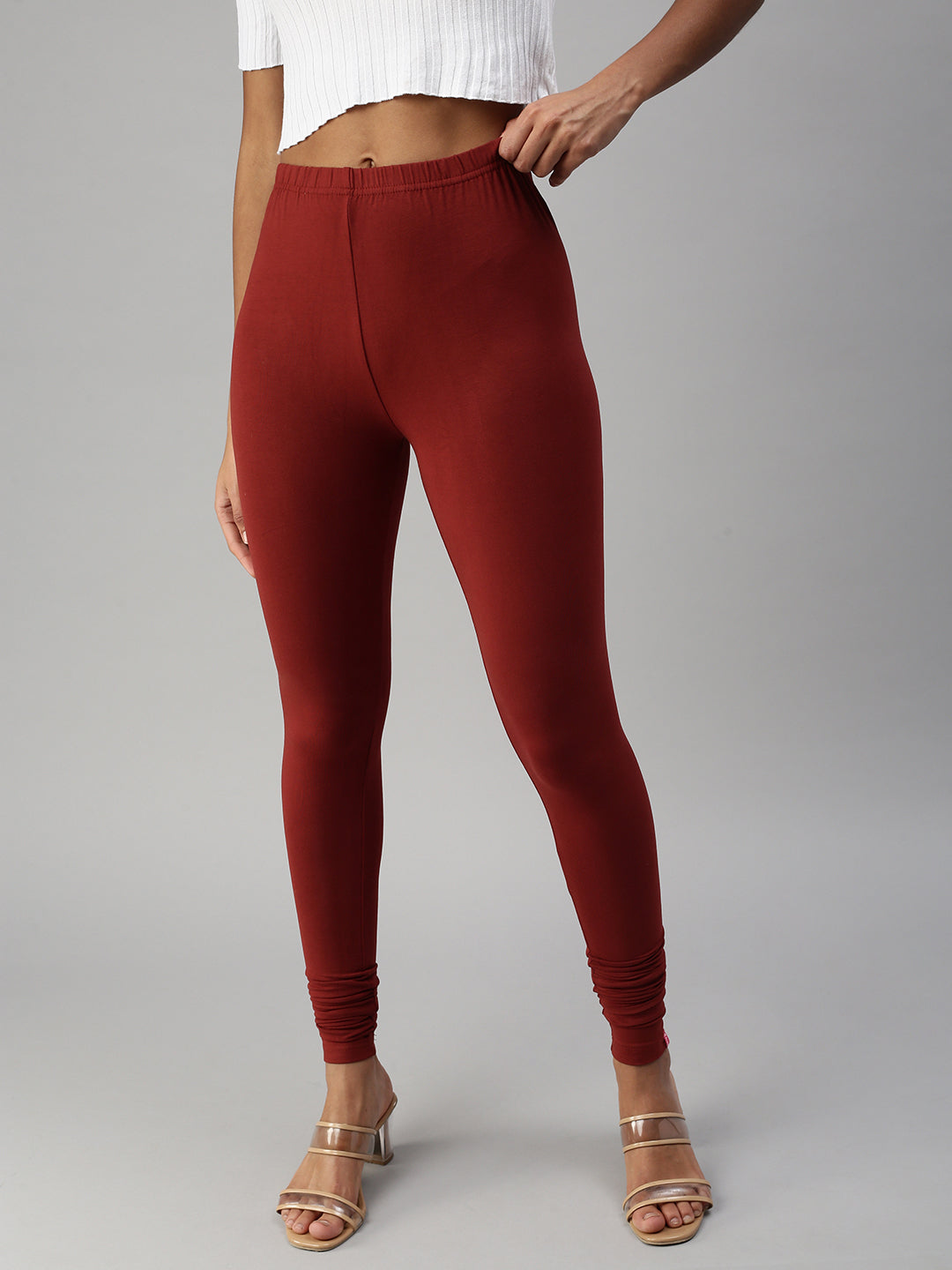 Prisma | Churidar Leggings-Cherry Brown Leggings