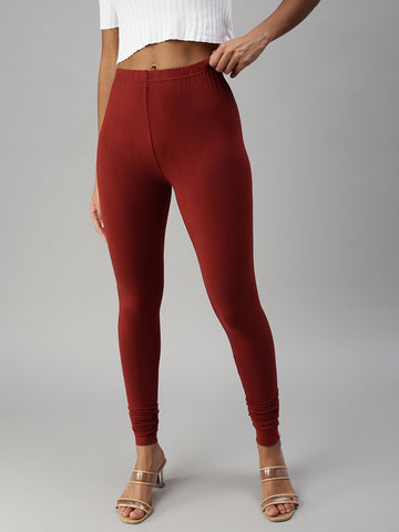 Prisma | Churidar Leggings-Cherry Brown Leggings