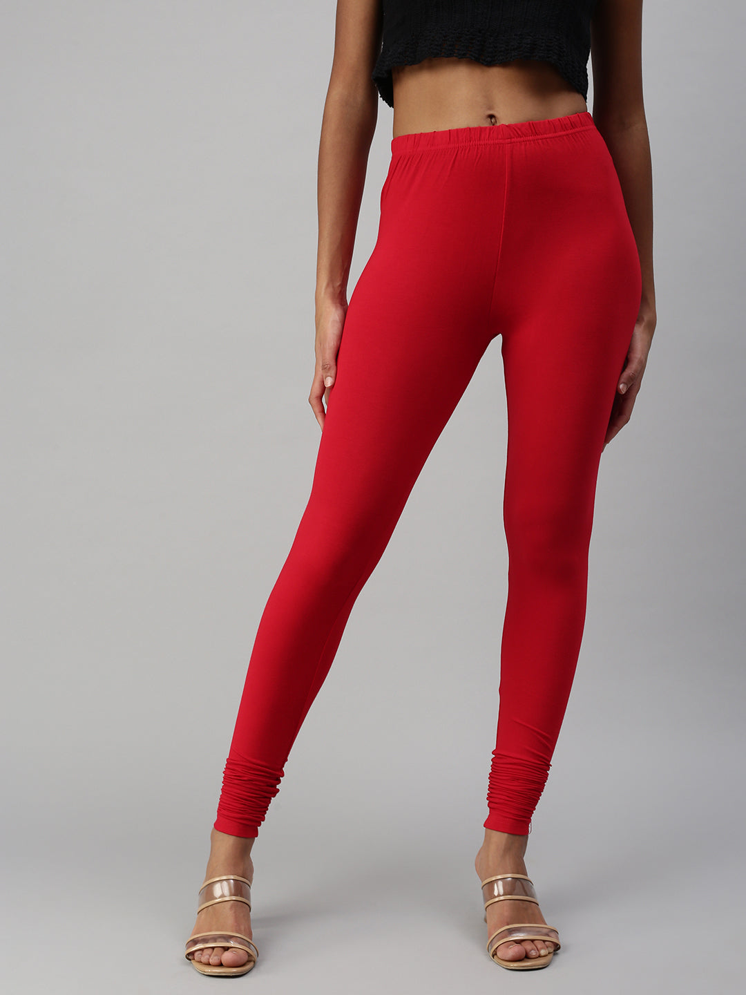 Prisma | Churidar Leggings-Apple Red Leggings
