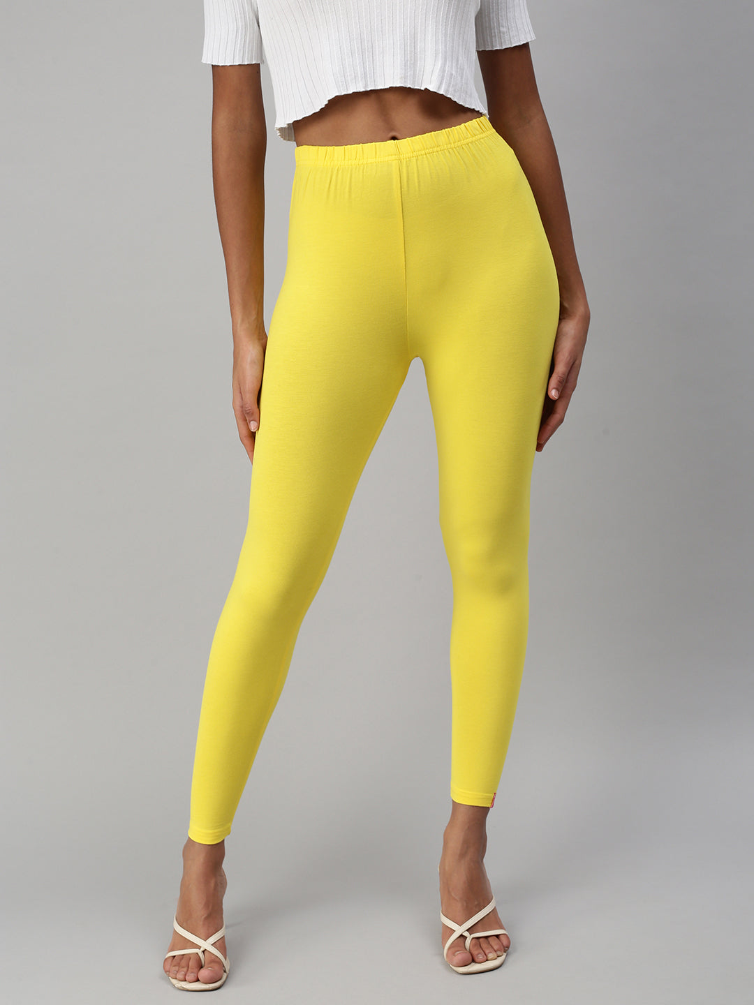Prisma Women's Skinny Fit Ankle Leggings - Yellow( Lemon )