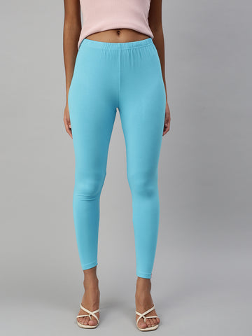 Ankle Leggings-Aqua Blue