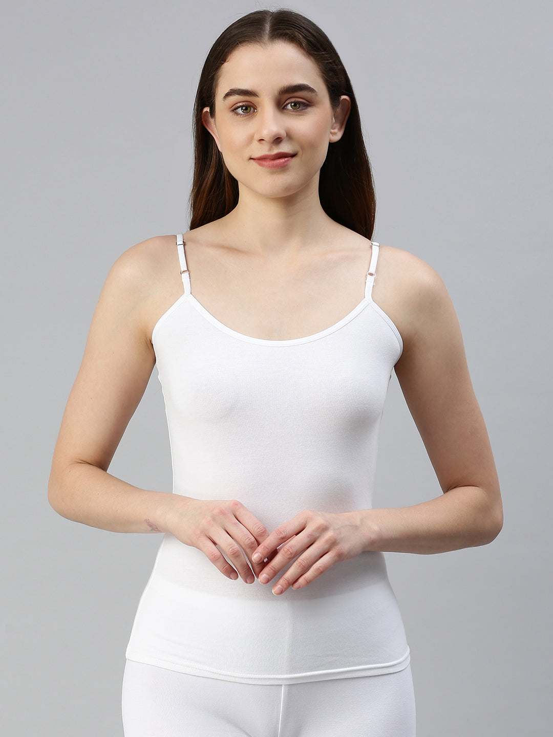 Buy Women's Micro Modal Elastane Stretch Camisole with Adjustable Straps  and StayFresh Treatment - White 1805