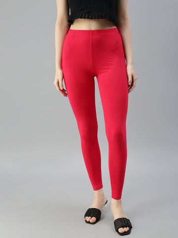 Ankle Leggings-Crimson Red