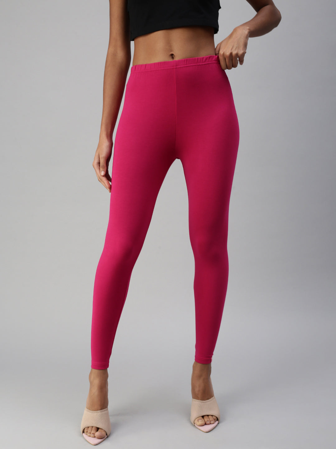 Prisma | Ankle Leggings-Magenta Leggings