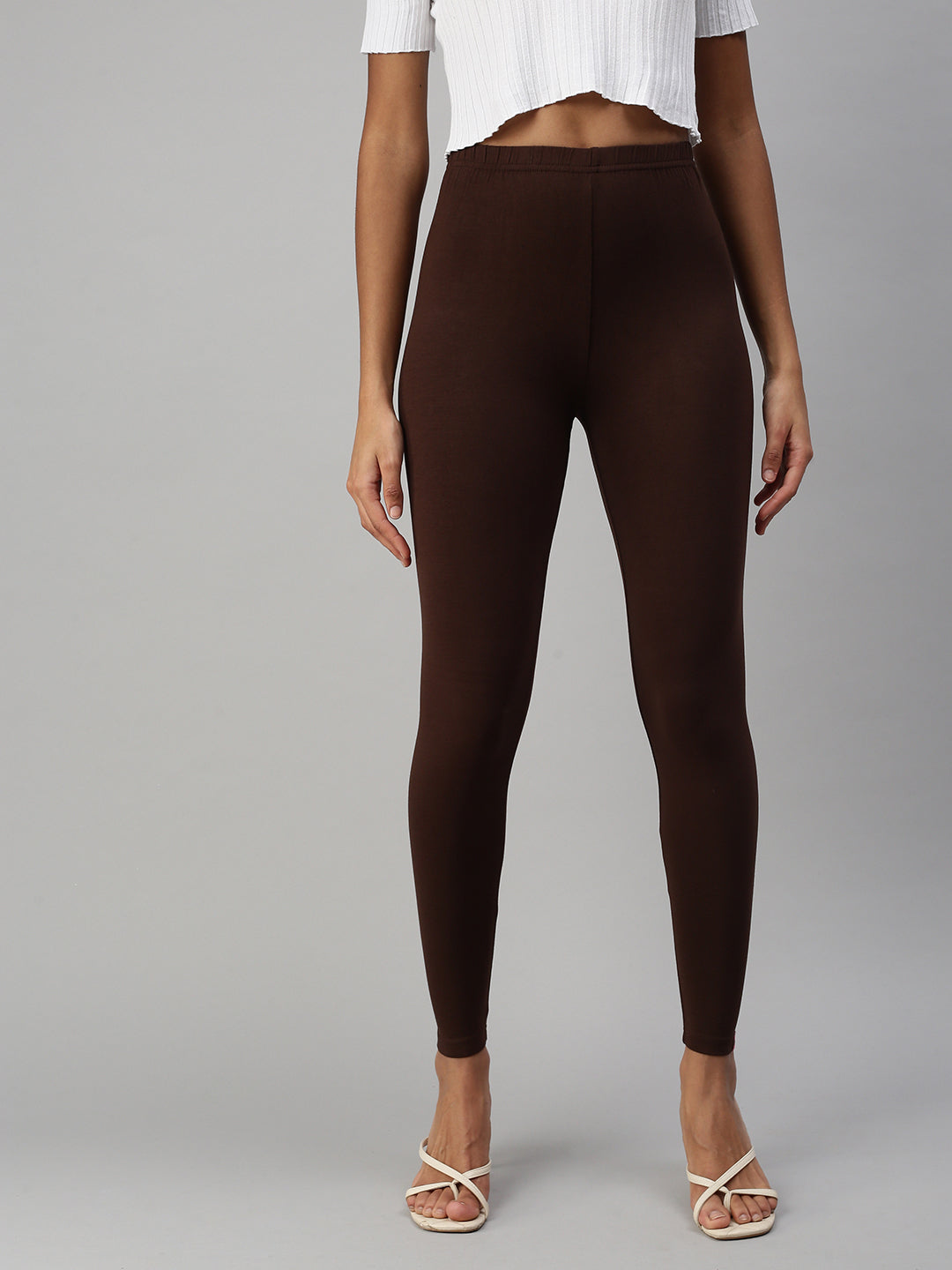 Prisma | Ankle Leggings-Brown Leggings