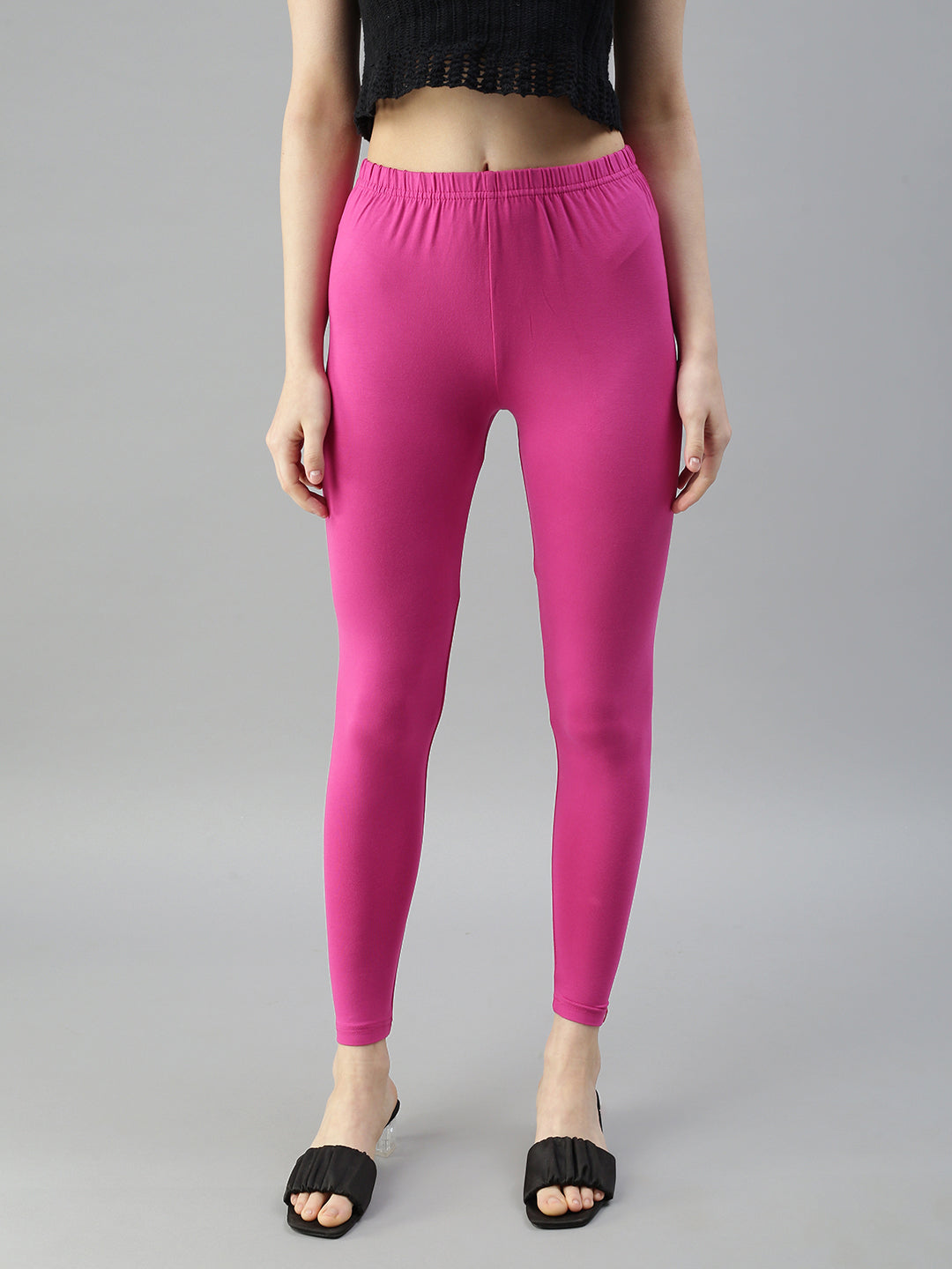 Pink 4 Way Ankle Length Ladies Leggings, Size: XL, Straight Fit at