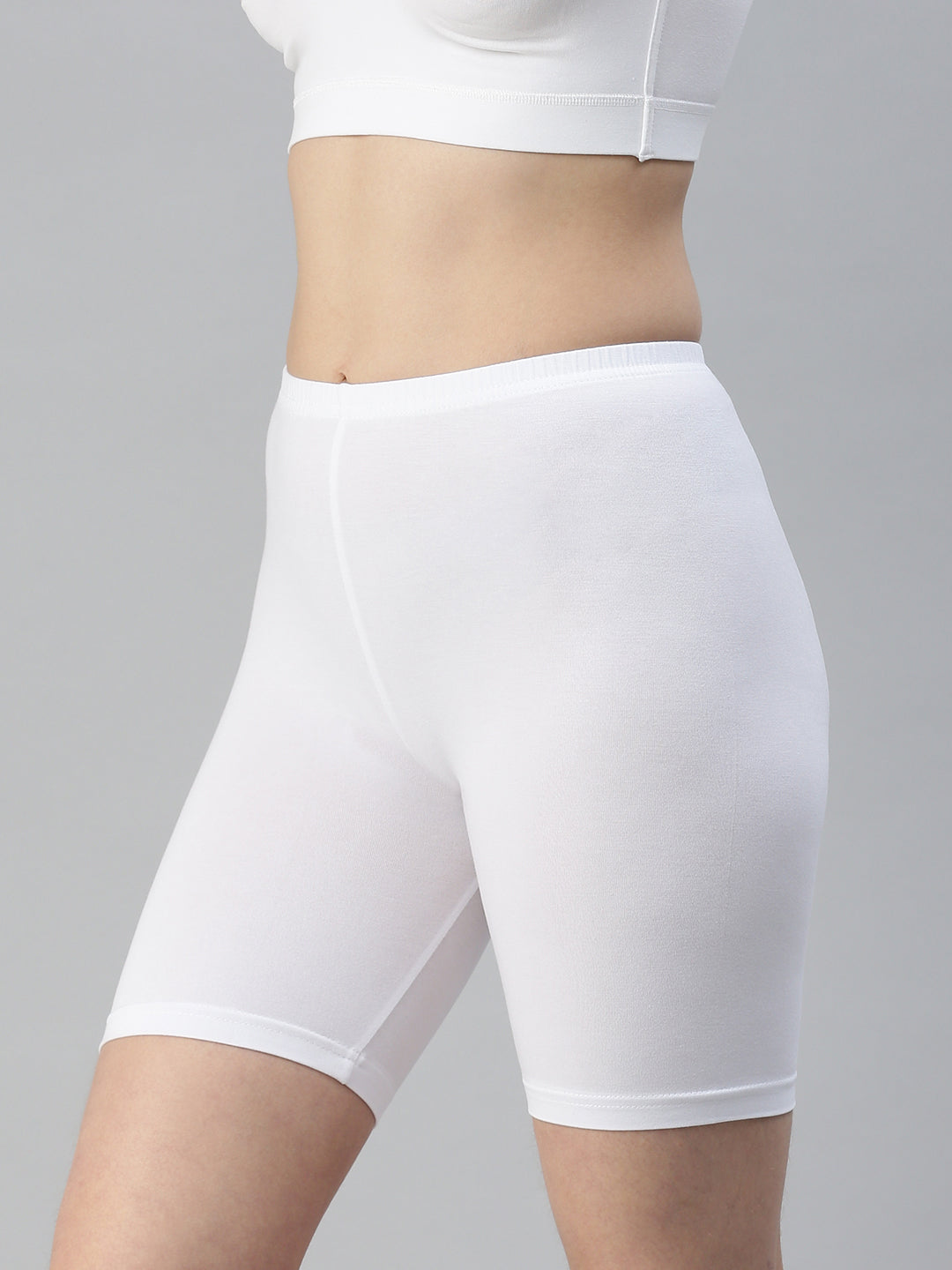 White yoga shorts for women