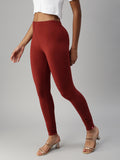 Prisma | Churidar Leggings-Cherry Brown Leggings