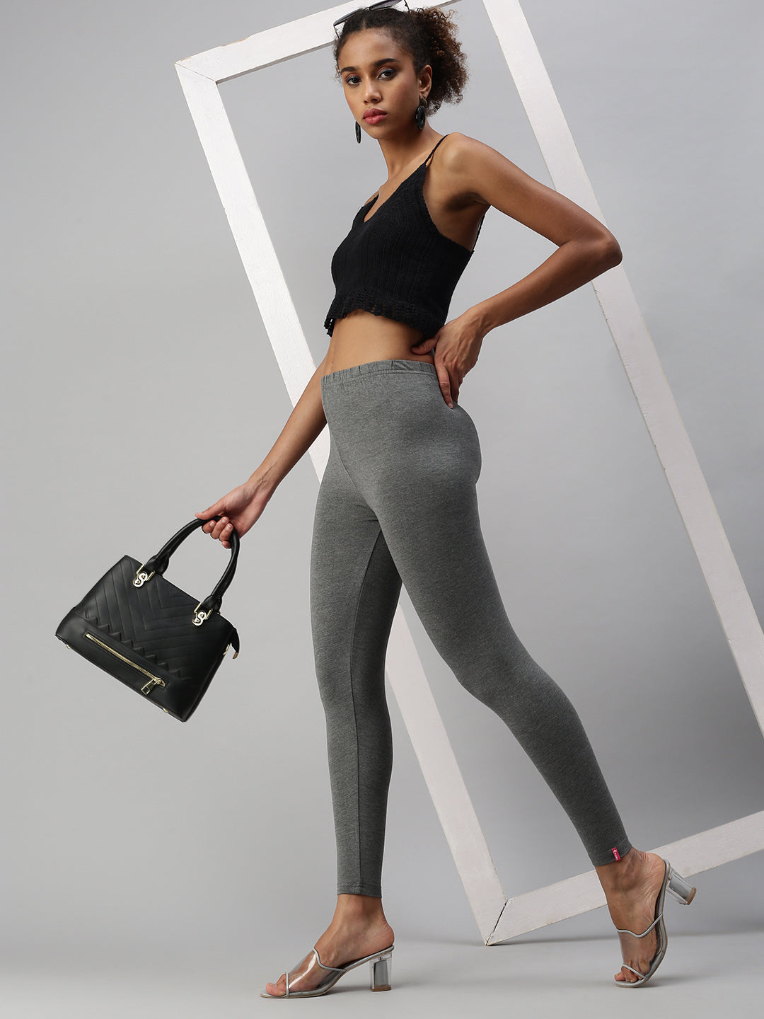 Prisma | Ankle Leggings-Anthra Melange Leggings