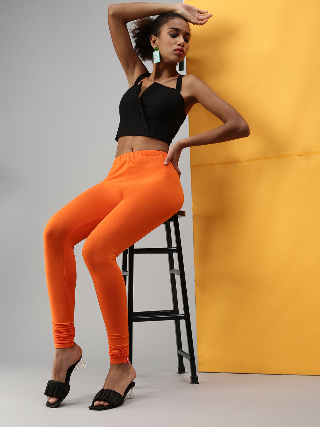 Prisma | Churidar Leggings-Orange Leggings