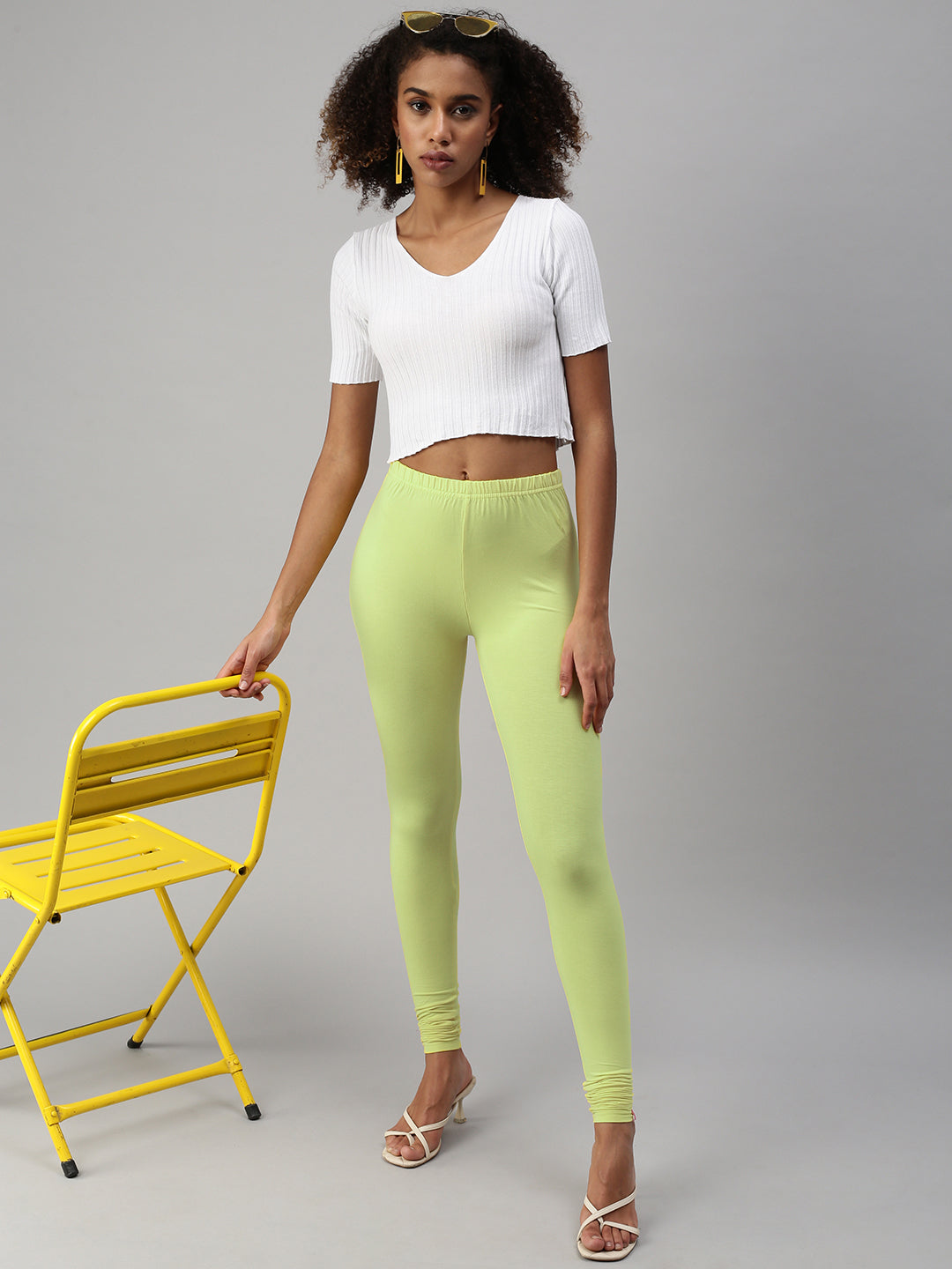 Prisma | Churidar Leggings-Lime Green Leggings