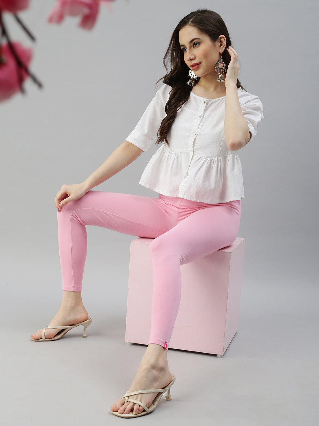 Prisma | Ankle Leggings-Pink Leggings