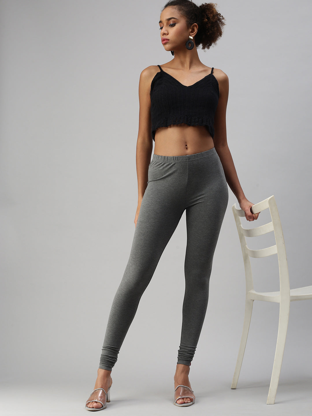 Prisma | Churidar Leggings-Anthra Melange Leggings