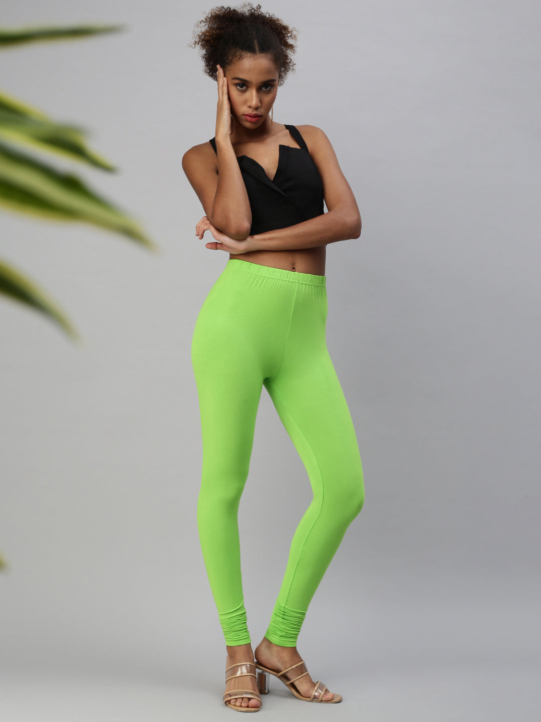 Prisma | Churidar Leggings-Grass Green Leggings