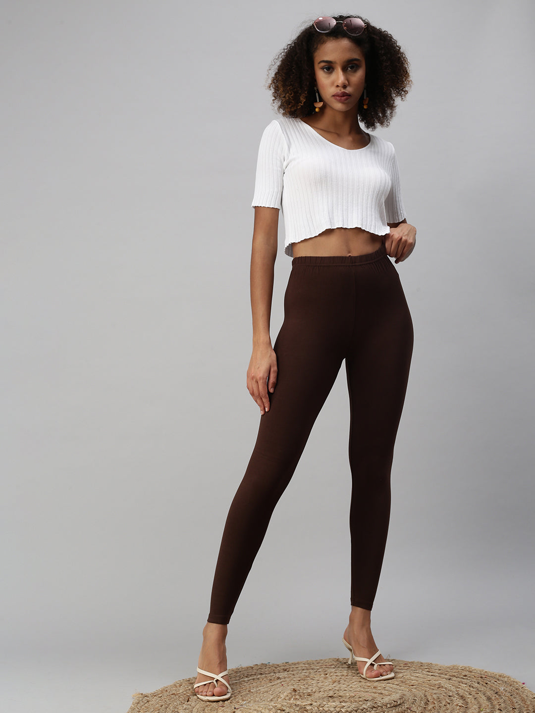 Prisma | Ankle Leggings-Brown Leggings