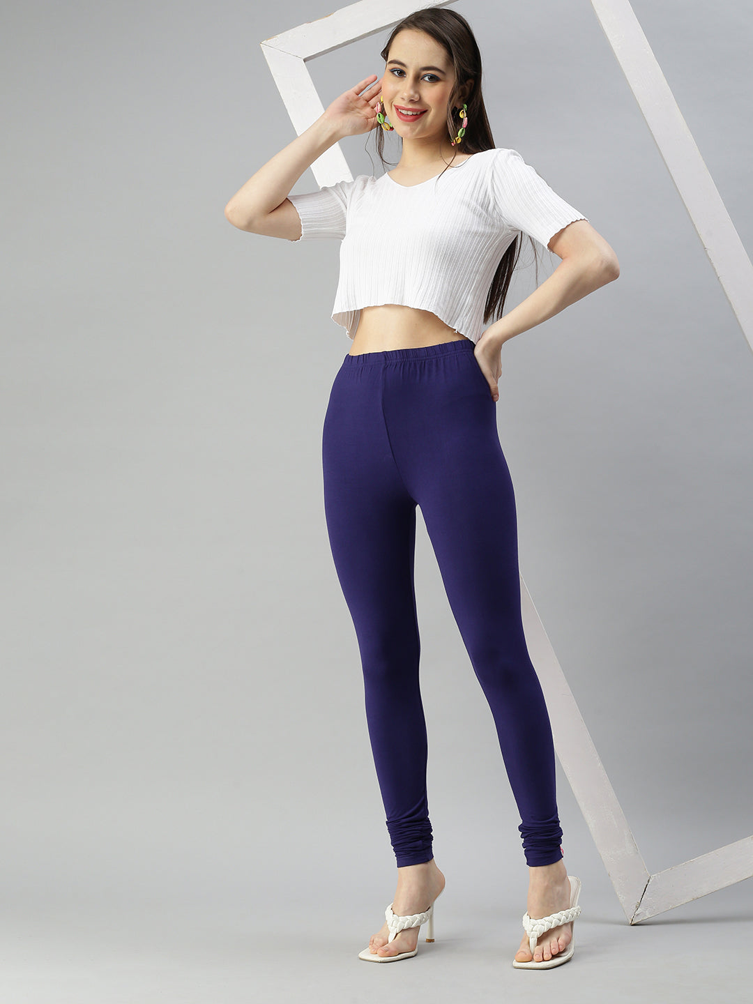 Prisma | Churidar Leggings-Ink Blue Leggings