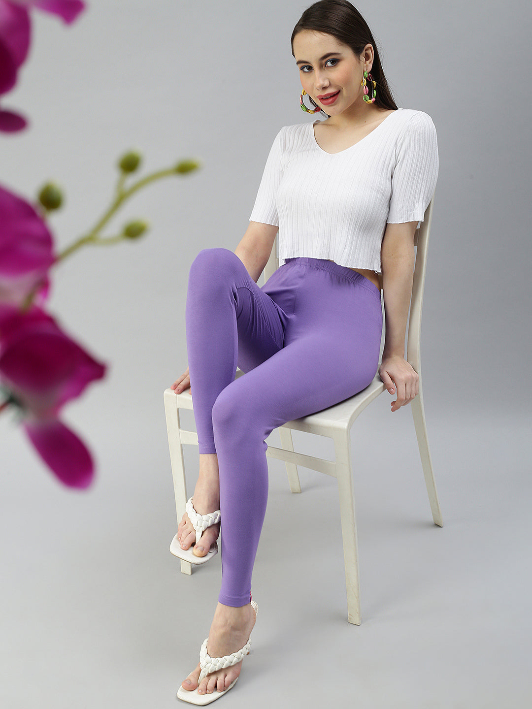 Prisma | Ankle Leggings-Dark Lavender Leggings
